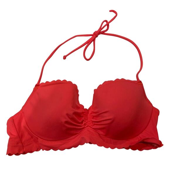 Victoria's Victoria Secret Bikini Top Pink Padded Halter Fringe Size 34B - EUC - Picture 1 of 7